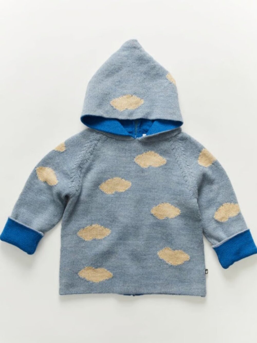 Oeuf Cozy Cloud Pattern Turtleneck Sweater - Light Blue & Cream Sz 3-4Y